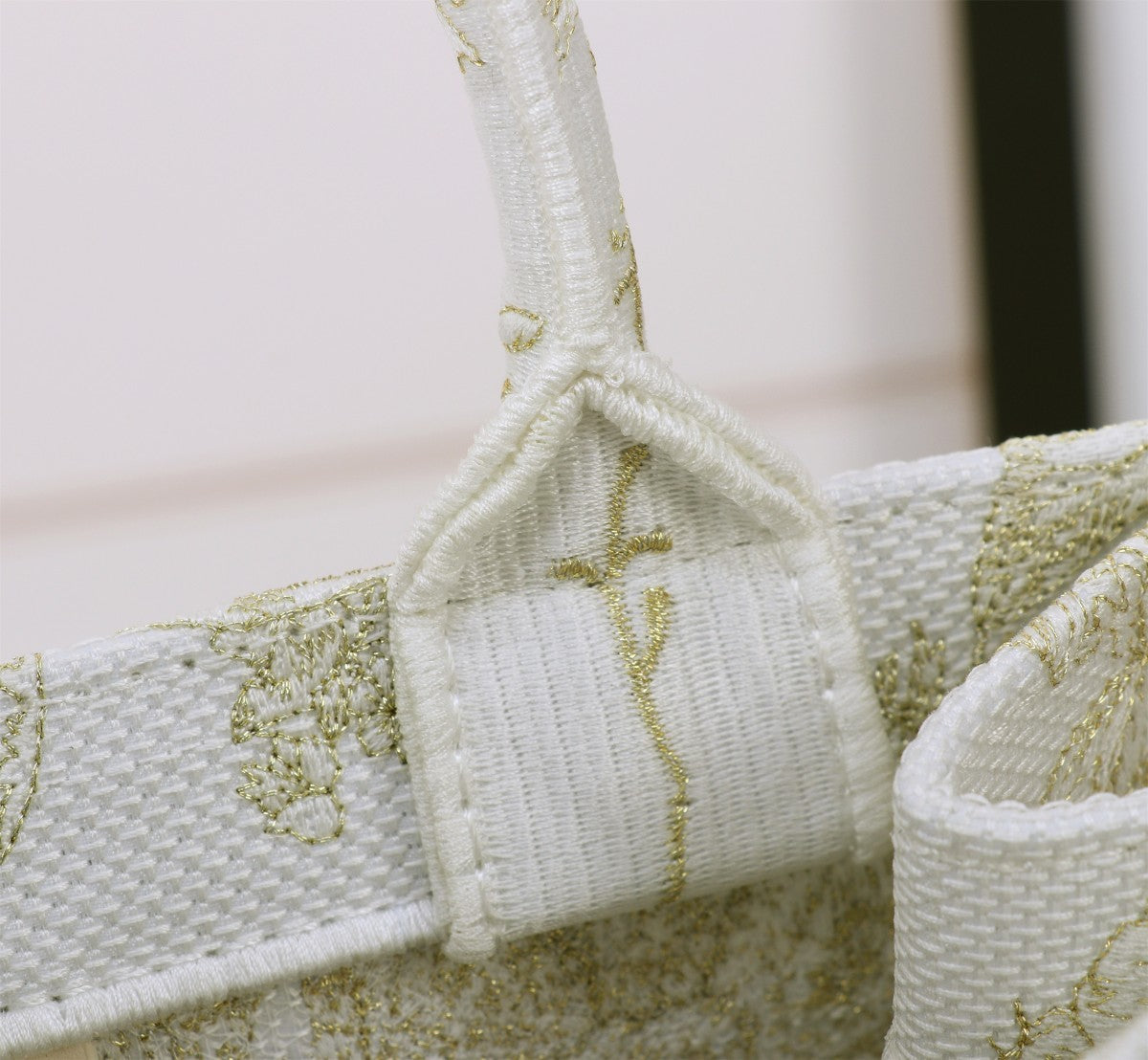 Christian Dior Small Book Tote Green and White Toile de Jouy Embroidery