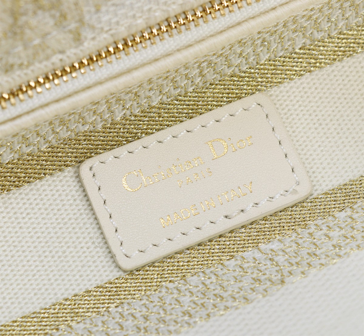 Dior Luxury Beige Floral Embroidered Canvas Satchel Bag with Gold Hardware