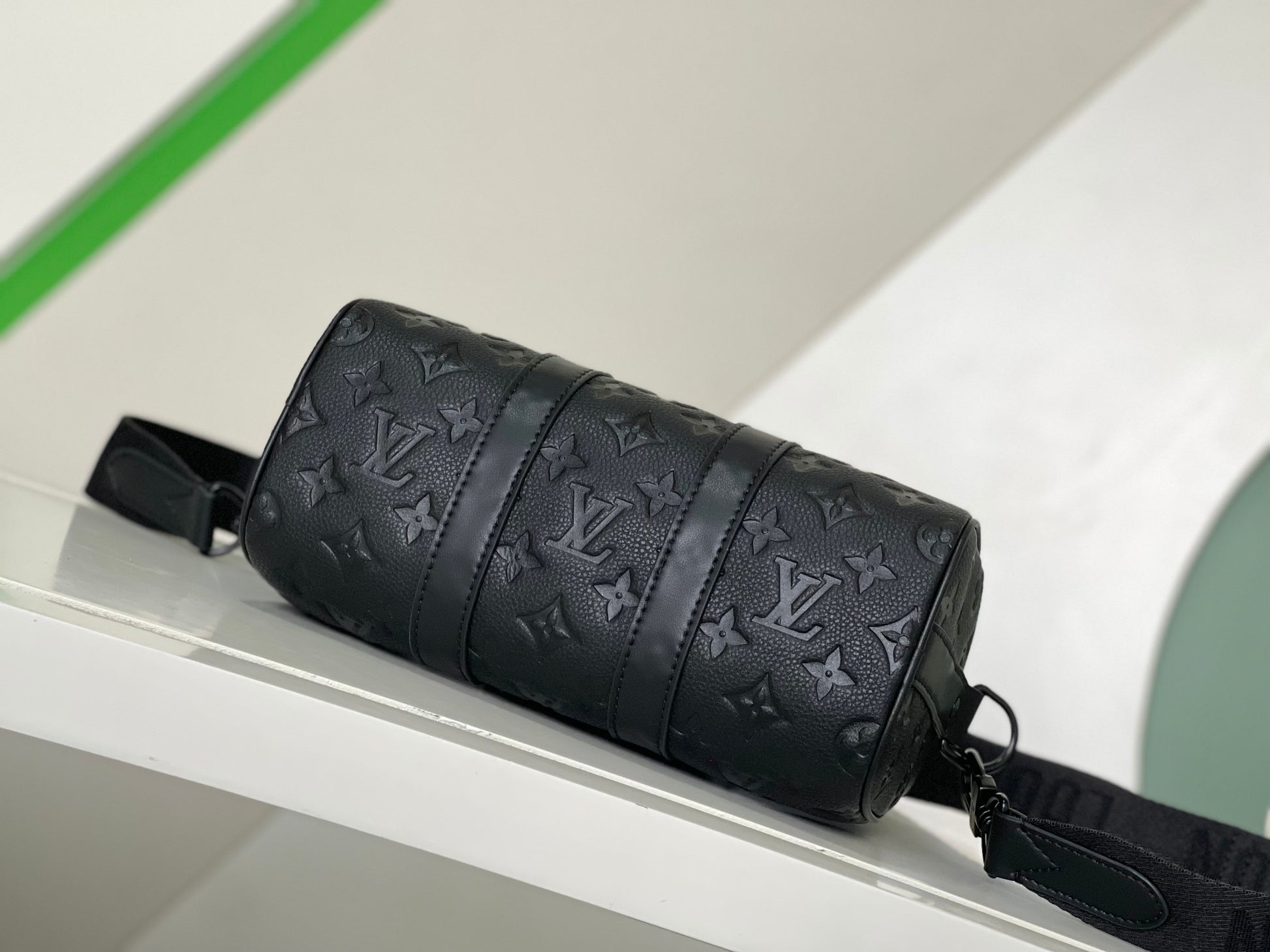 Louis Vuitton Black Embossed Monogram Leather Mini Duffle Crossbody Bag