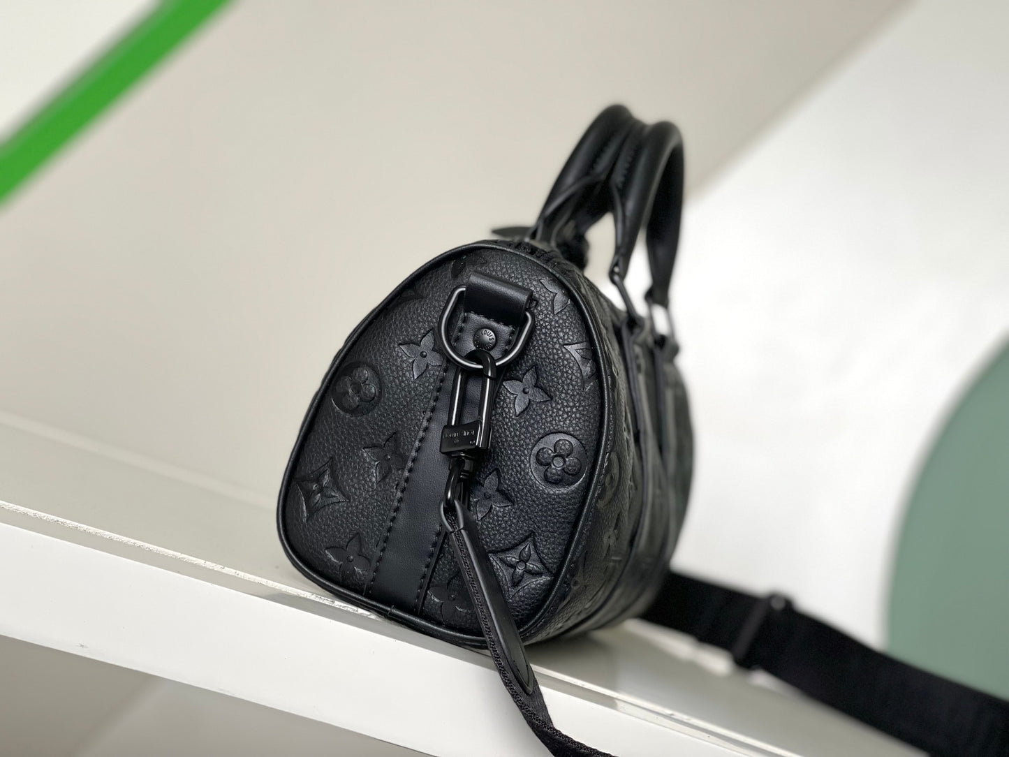 Louis Vuitton Black Embossed Monogram Leather Mini Duffle Crossbody Bag