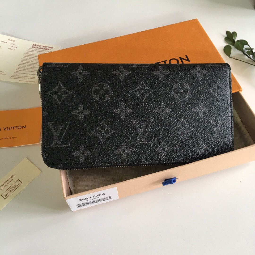 Louis Vuitton Classic Black Monogram Canvas Pouch Wallet with Gift Box