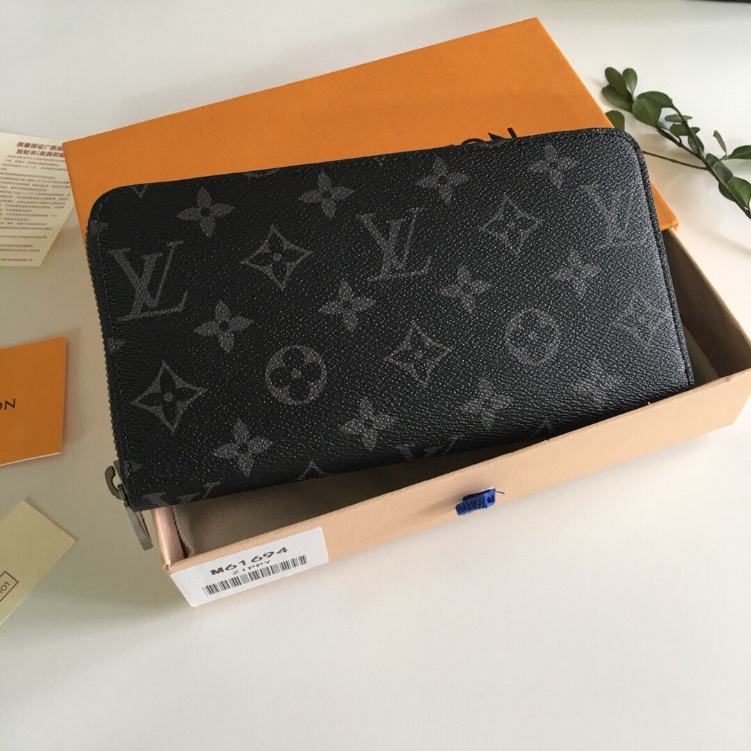 Louis Vuitton Classic Black Monogram Canvas Pouch Wallet with Gift Box