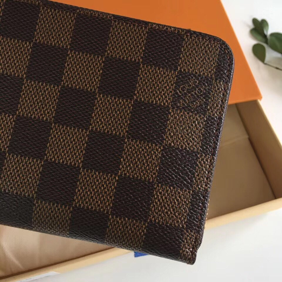 Louis Vuitton Brown Checkerboard Pattern Long Zip-Around Clutch Wallet