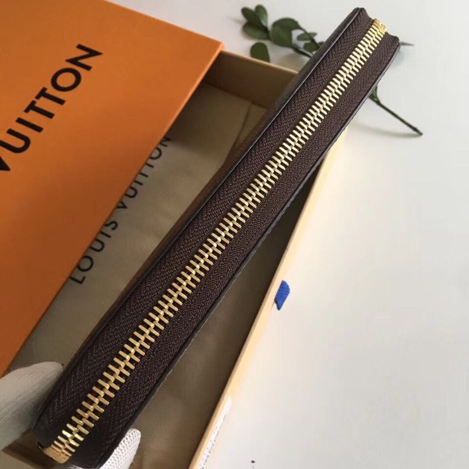 Louis Vuitton Brown Checkerboard Pattern Long Zip-Around Clutch Wallet