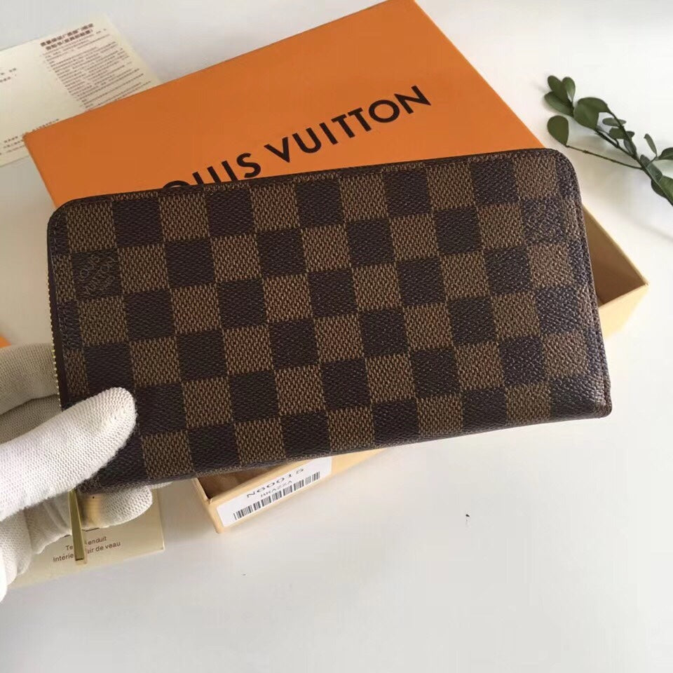 Louis Vuitton Brown Checkerboard Pattern Long Zip-Around Clutch Wallet