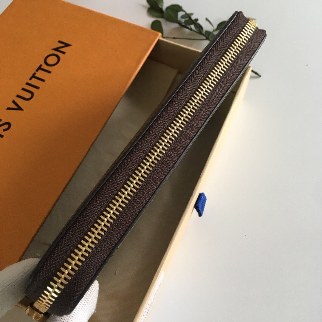 Louis Vuitton Classic Brown Monogram Pattern Zip-Around Clutch Wallet
