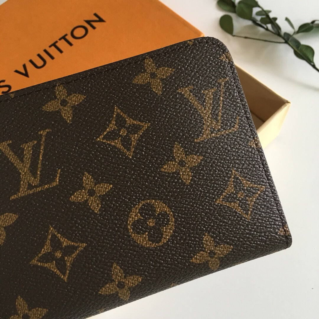 Louis Vuitton Classic Brown Monogram Pattern Zip-Around Clutch Wallet