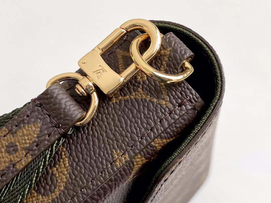 Louis Vuitton Monogram Multi Pouch Crossbody Bag with Green Webbing Strap
