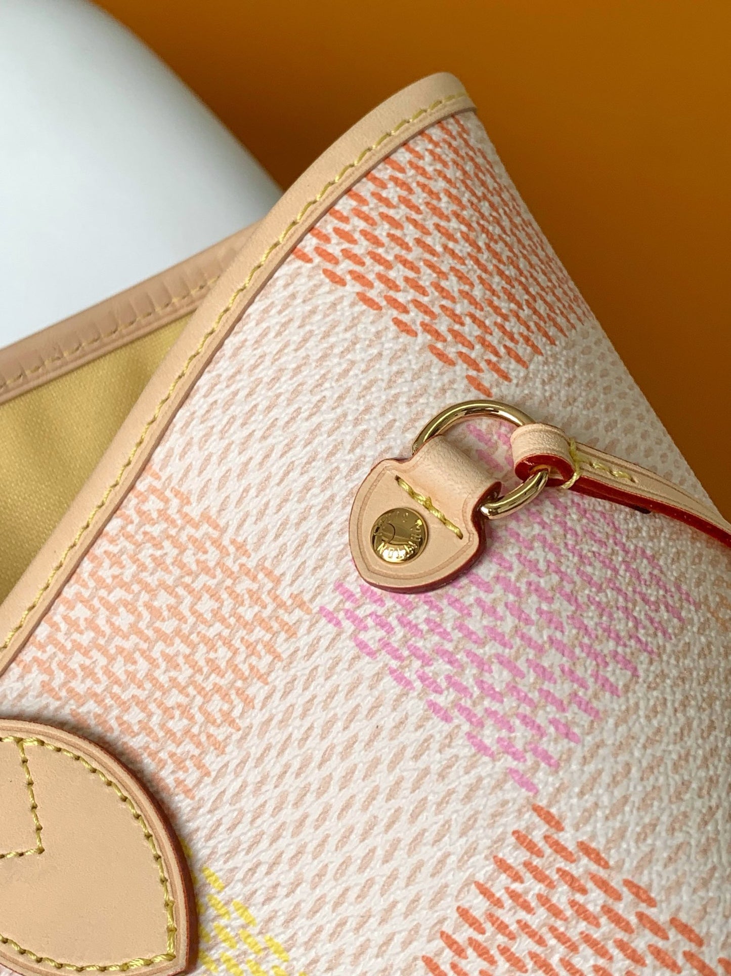 Louis Vuitton Chic Pastel Checkered Canvas Tote Bag with Shoulder Straps
