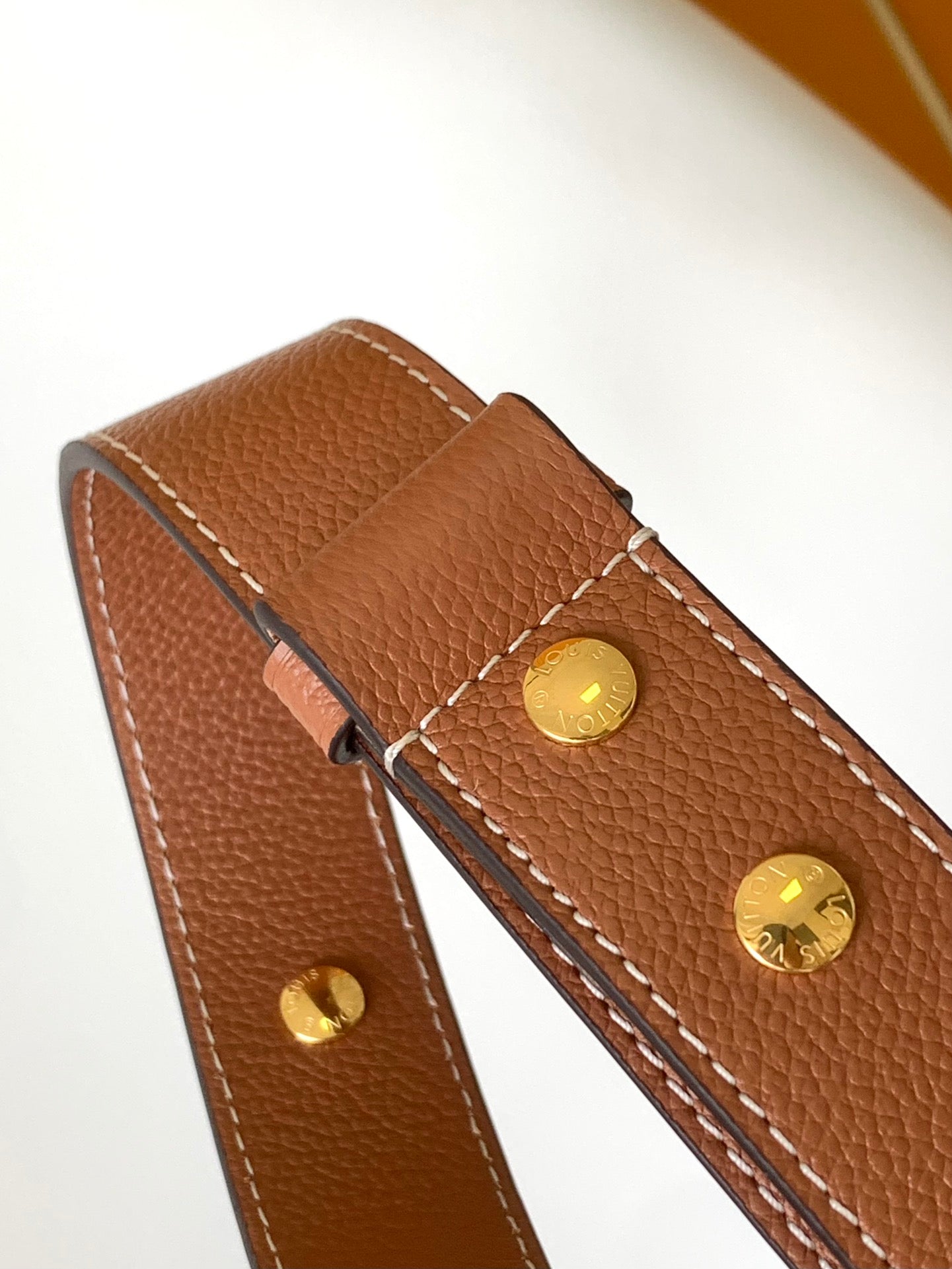 Louis Vuitton Classic Brown Leather Bucket Bag with Gold Chain Shoulder Strap