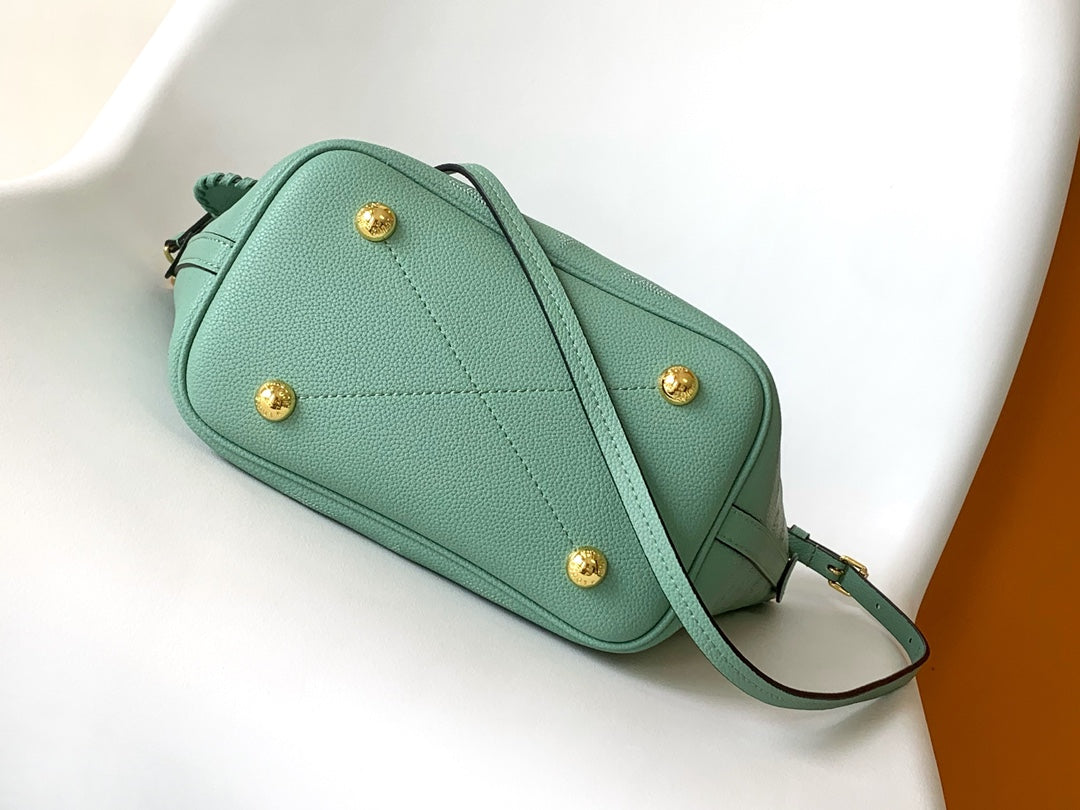 Louis Vuitton Mint Green Embossed Leather Handbag with Top Handles