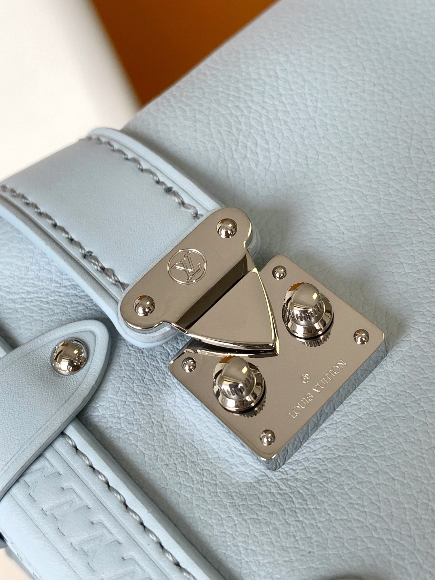 Louis Vuitton Pastel Blue Leather Trunk Crossbody Bag with Silver Hardware