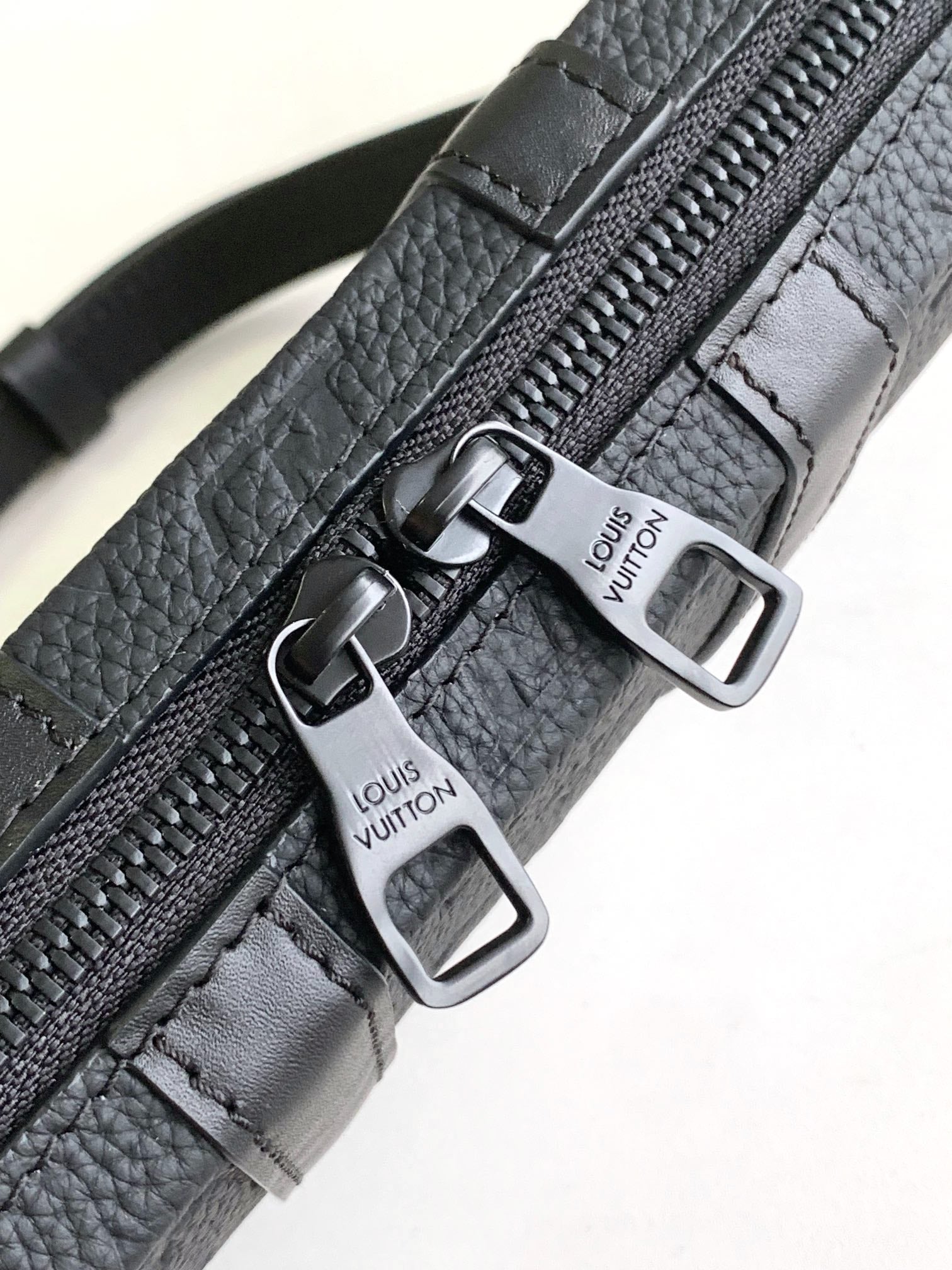 Louis Vuitton Matte Black Embossed Pattern Leather Trunk Crossbody Bag