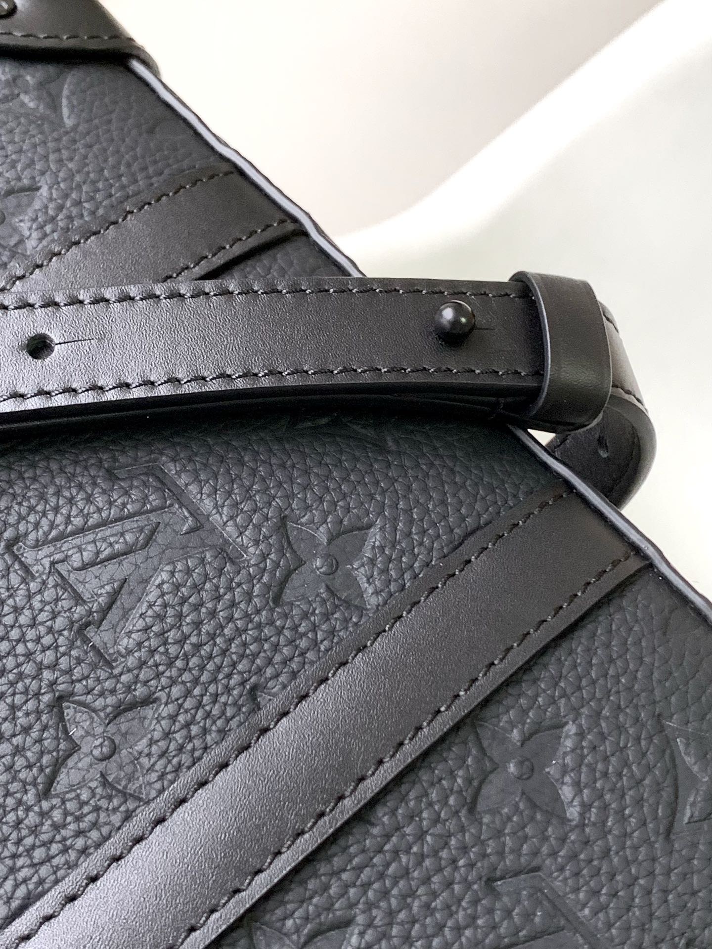 Louis Vuitton Matte Black Embossed Pattern Leather Trunk Crossbody Bag