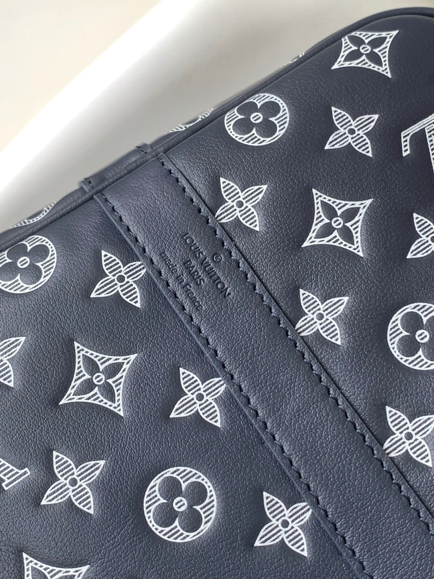 Louis Vuitton Navy Blue Monogram Canvas Travel Duffle Bag with Shoulder Strap