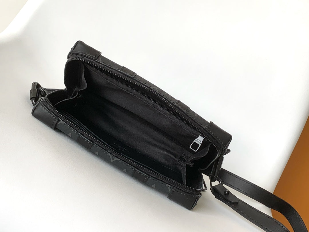 Louis Vuitton Unisex Black Monogram Pattern Trunk Crossbody Clutch Bag