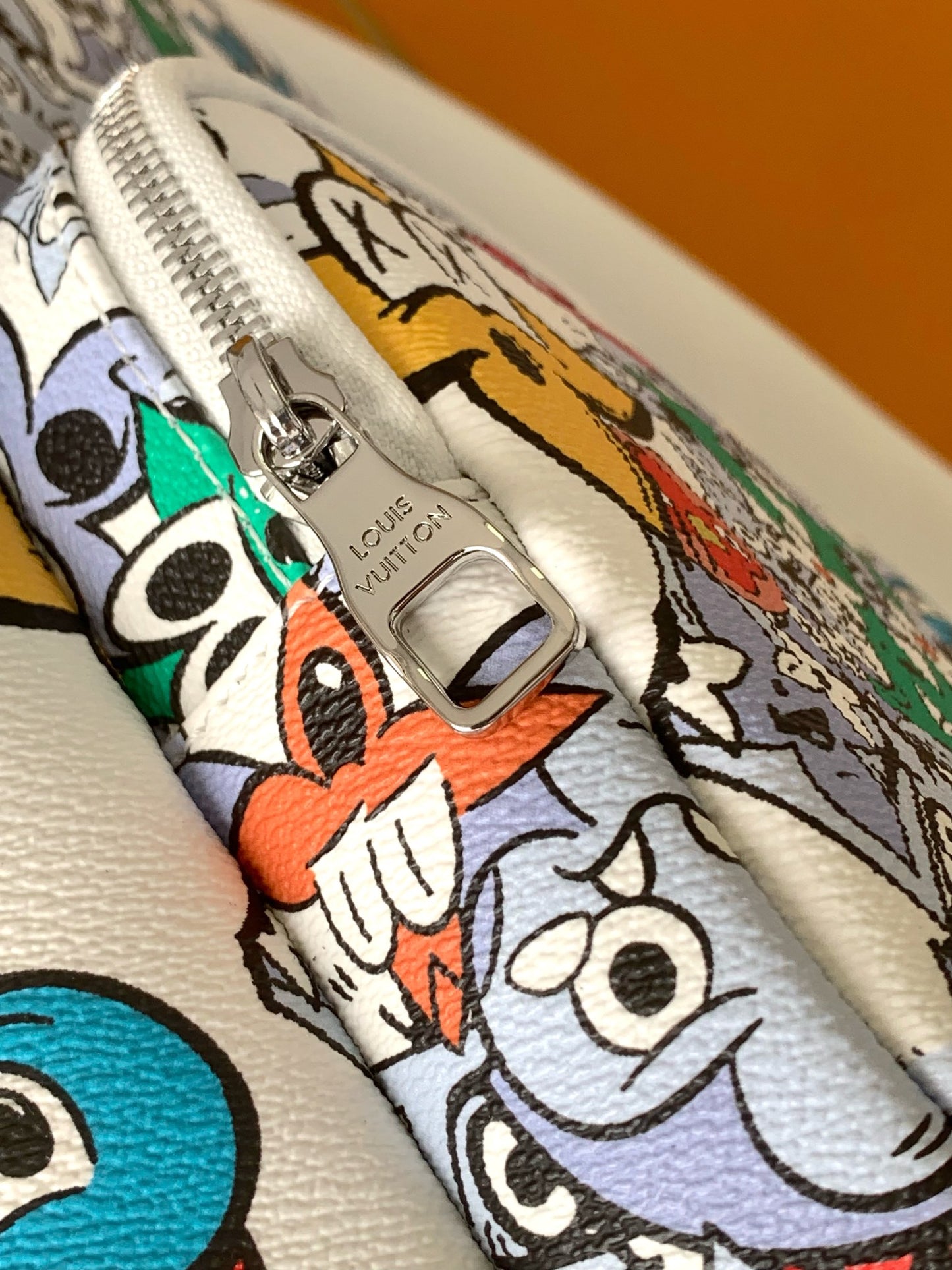 Louis Vuitton Colorful Cartoon Graffiti Print White Streetwear Backpack