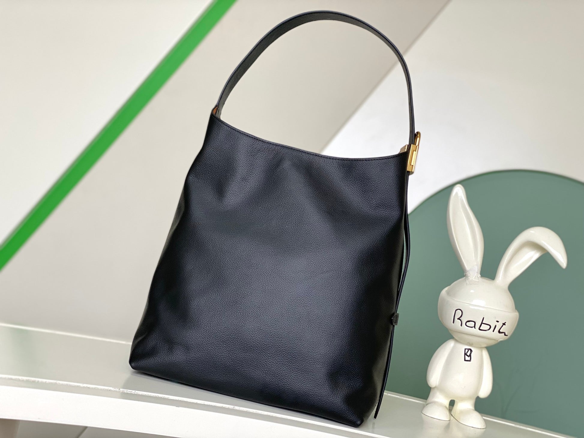 Louis Vuitton Minimalist Black Leather Slouchy Hobo Shoulder Bag