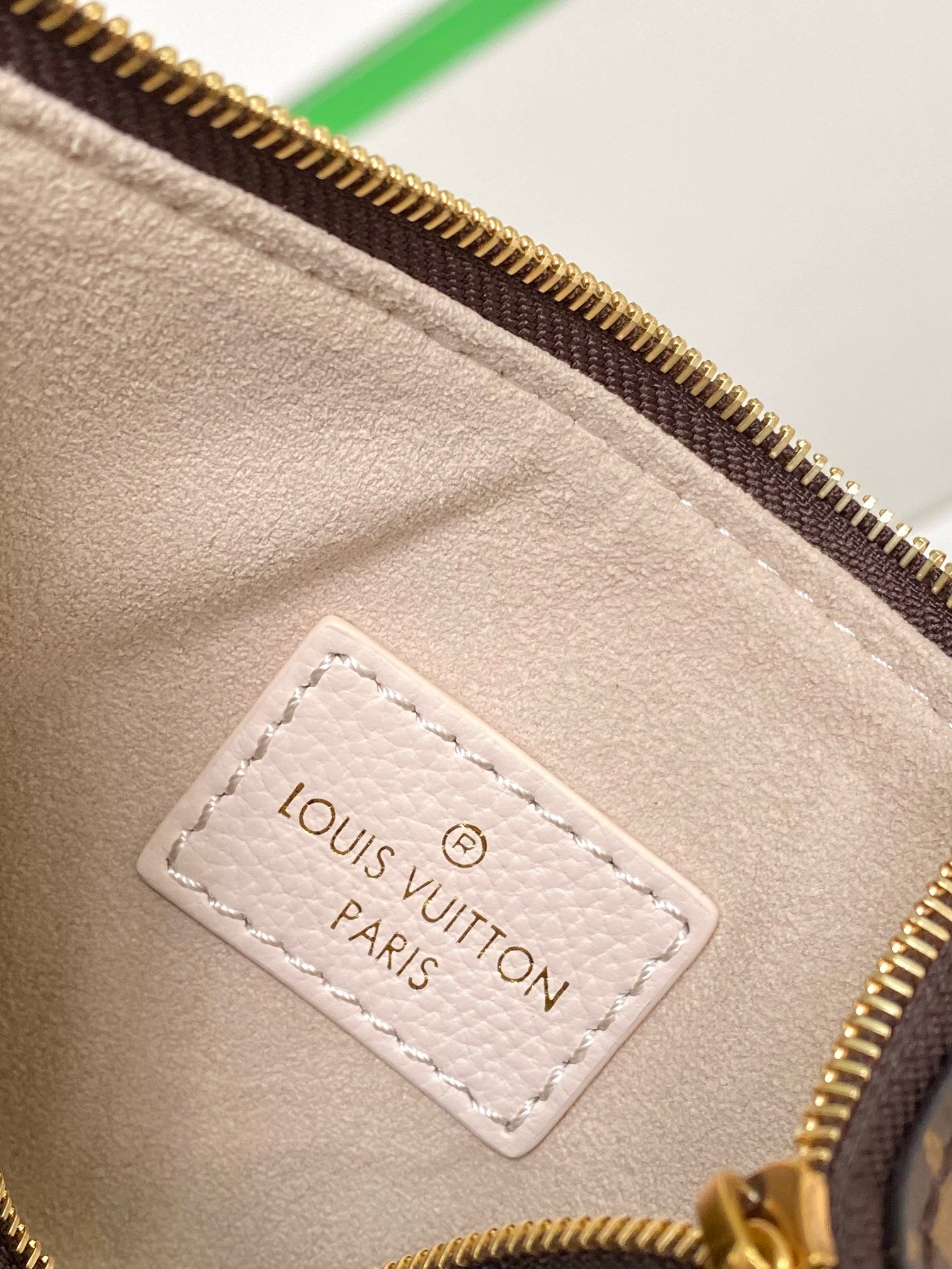 Louis Vuitton Minimalist Beige Leather Hobo Shoulder Bag with Gold Hardware