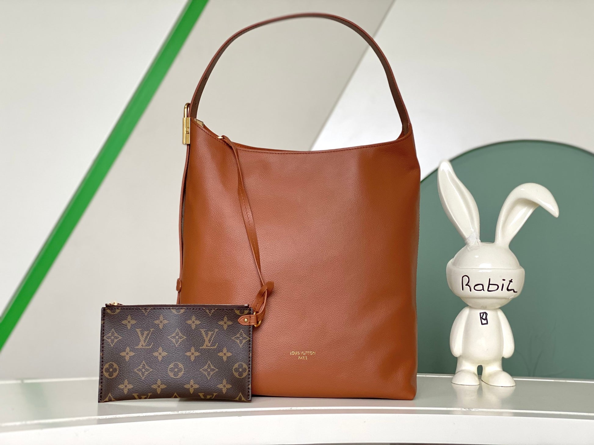 Louis Vuitton Minimalist Cognac Brown Leather Slouchy Hobo Shoulder Bag