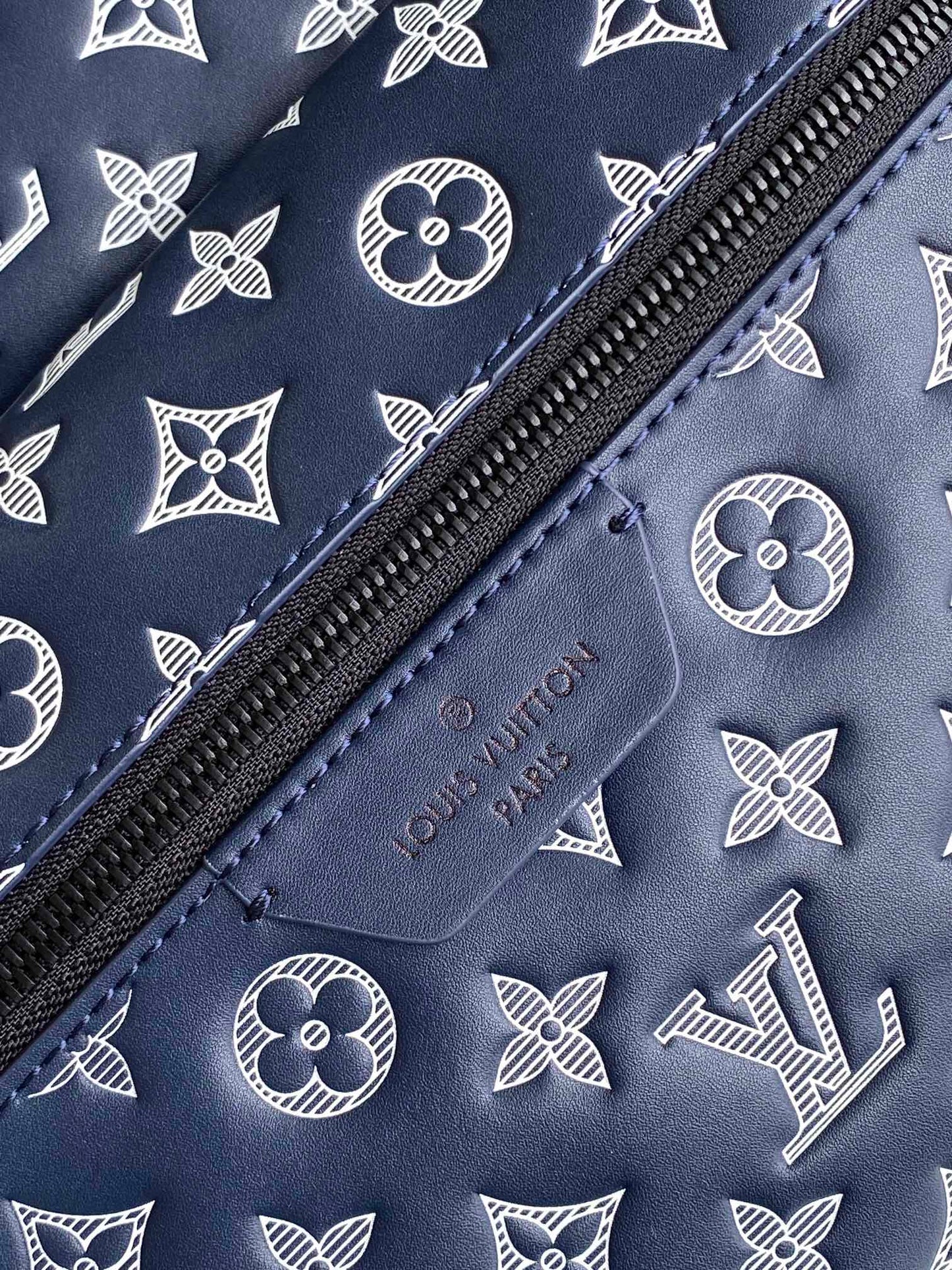 Louis Vuitton Classic Monogram Navy Blue Canvas Backpack with Front Pocket