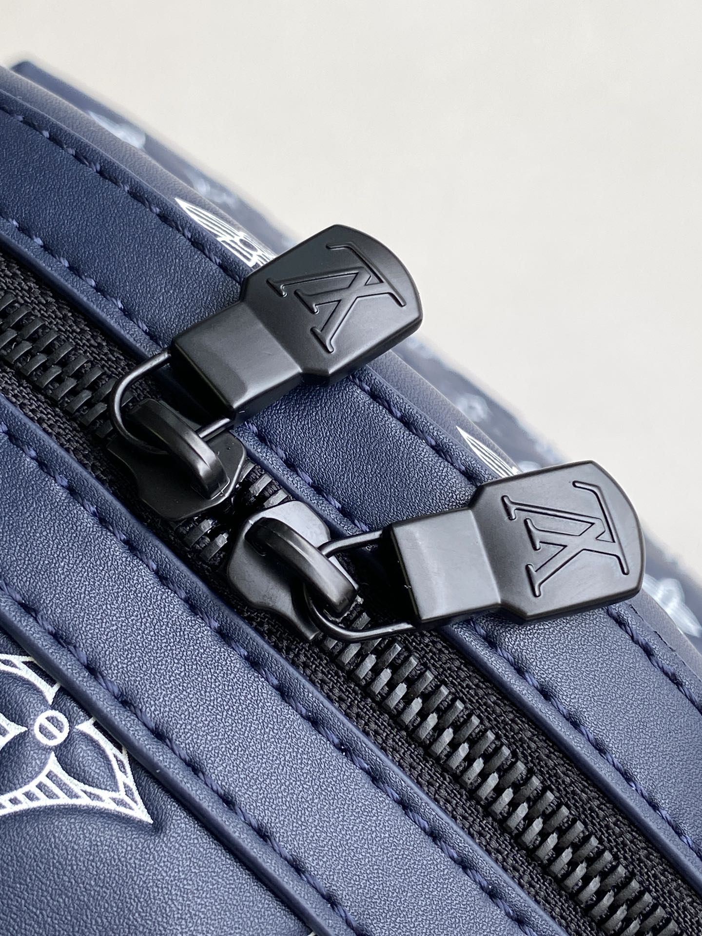 Louis Vuitton Classic Monogram Navy Blue Canvas Backpack with Front Pocket
