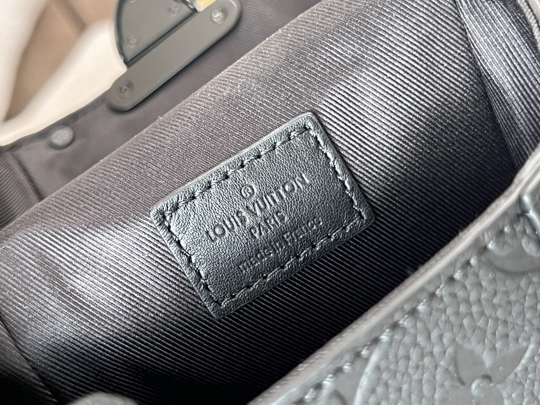 Louis Vuitton Matte Black Textured Leather Vertical Mini Trunk Crossbody Bag