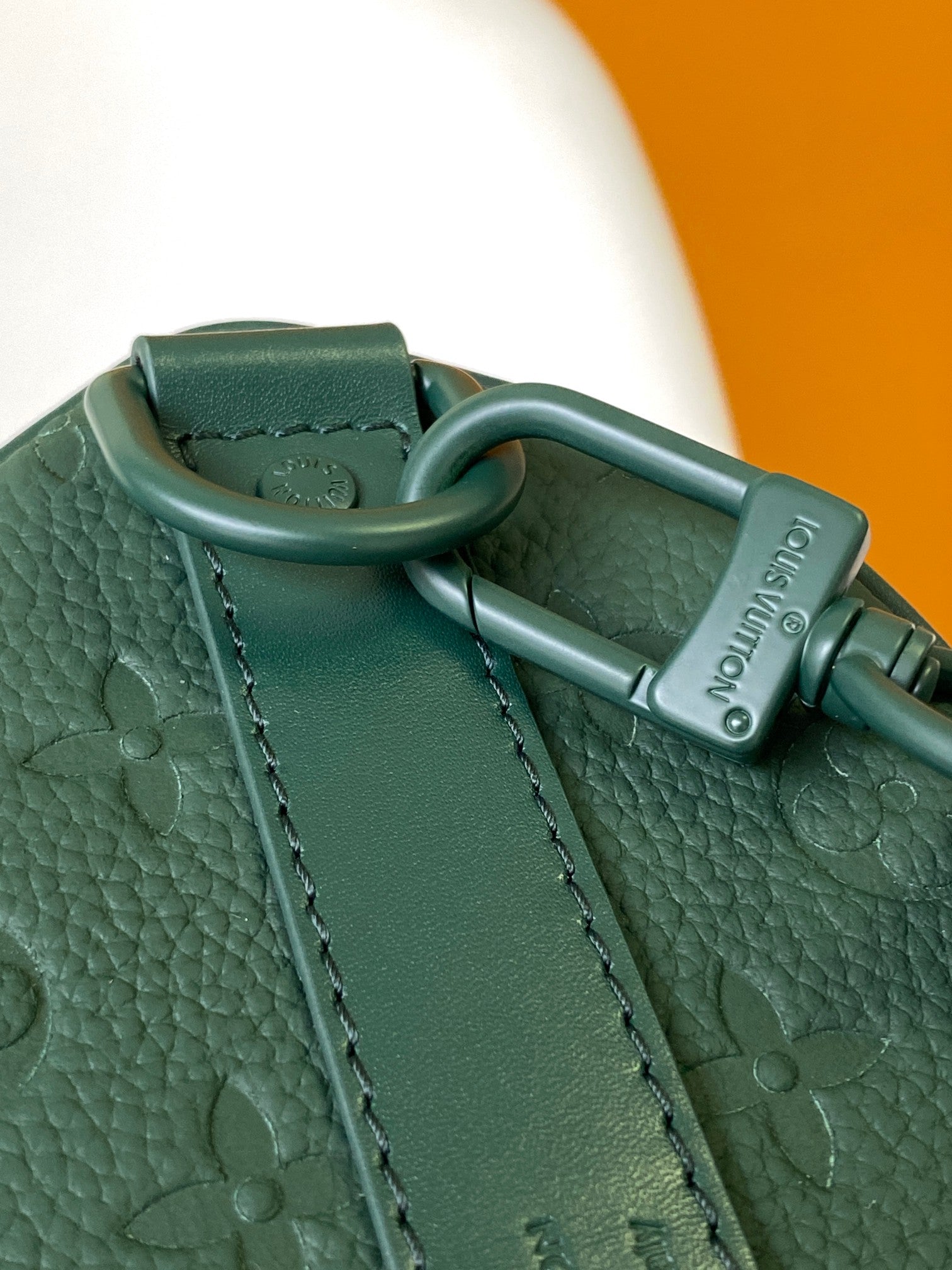 Louis Vuitton Forest Green Embossed Leather Cylinder Crossbody Duffel Bag