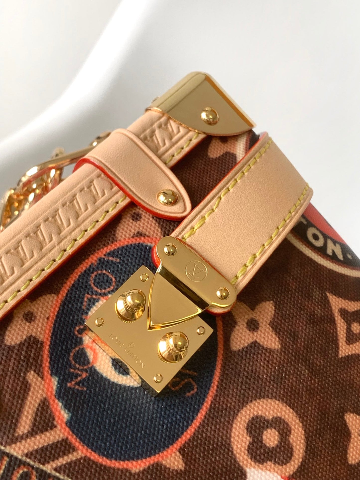 Louis Vuitton Vintage Monogram Trunk Shoulder Bag with Travel Sticker Prints