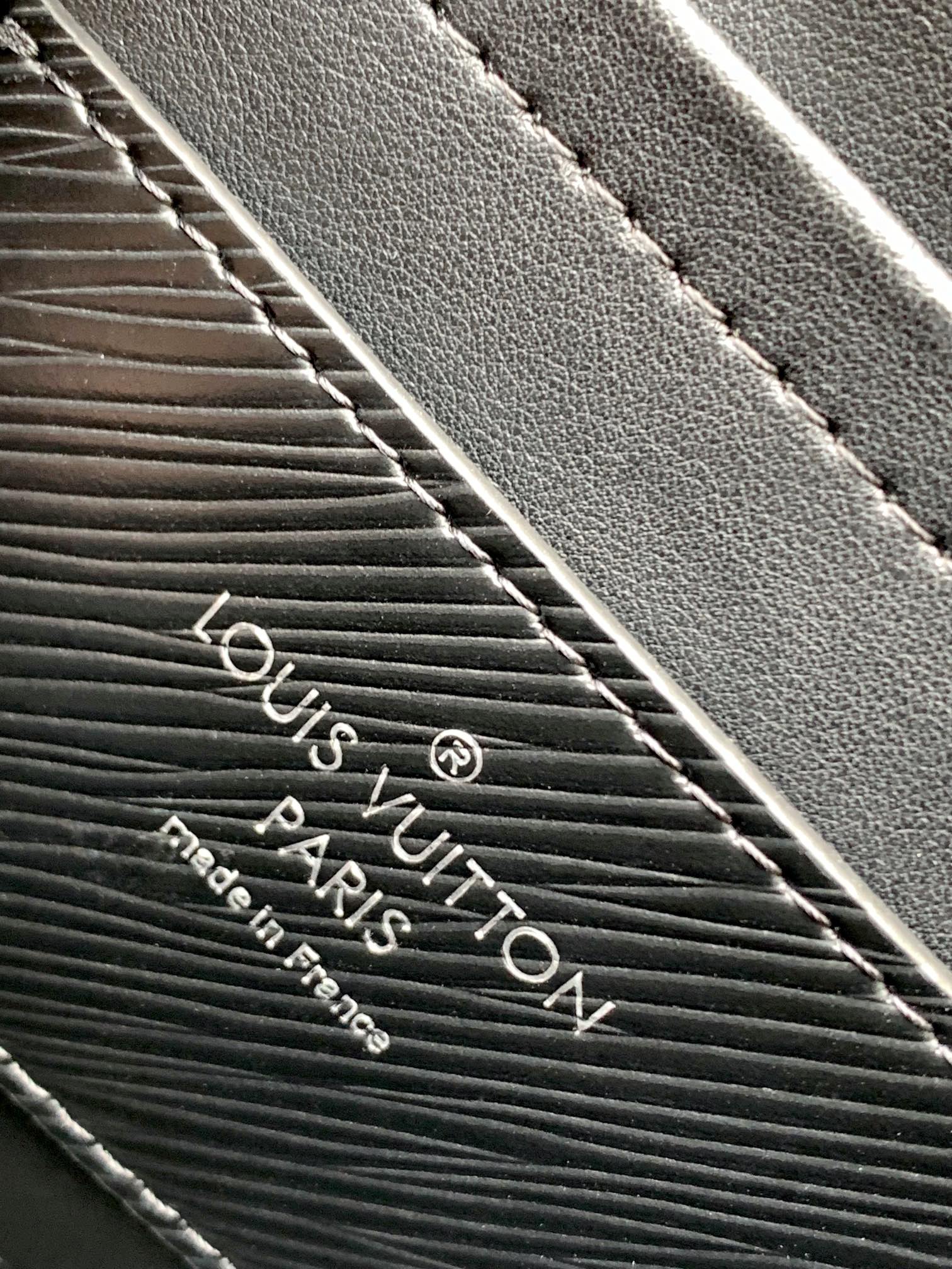 Louis Vuitton Black Textured Leather Crossbody Bag with Silver Chain Strap