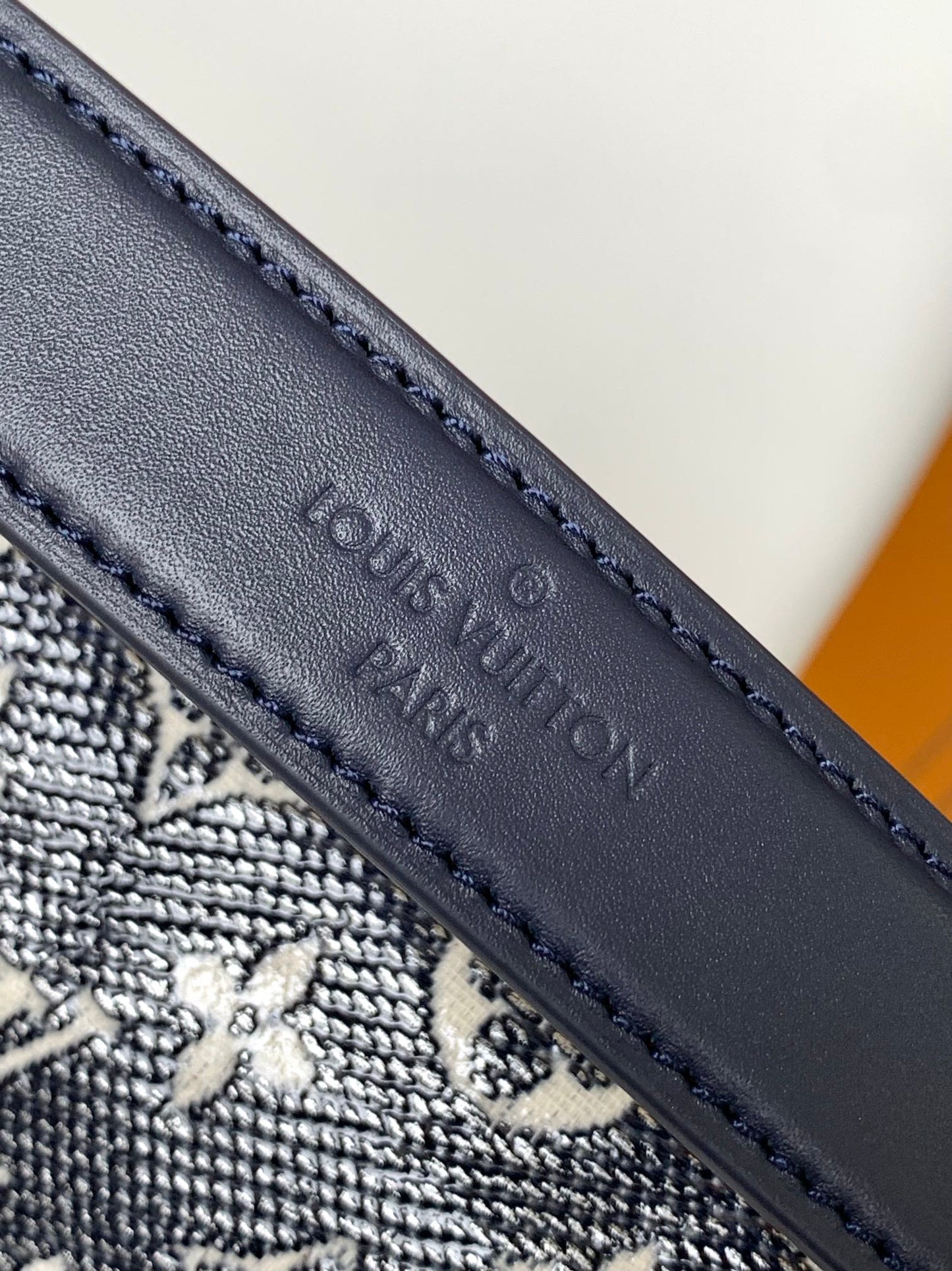 Louis Vuitton Navy Blue Denim Monogram Trunk Handbag with Gold Hardware
