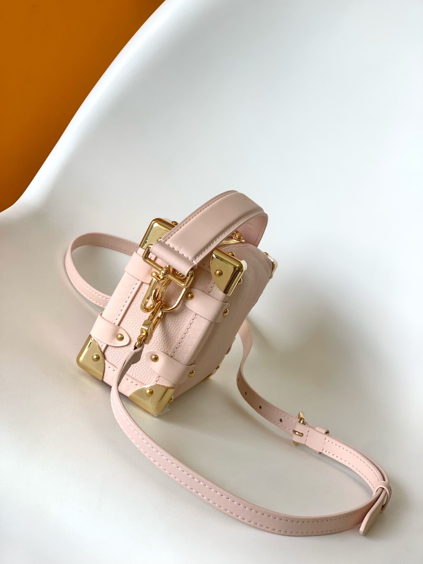 Louis Vuitton Blush Pink Leather Trunk Shoulder Bag with Gold Hardware