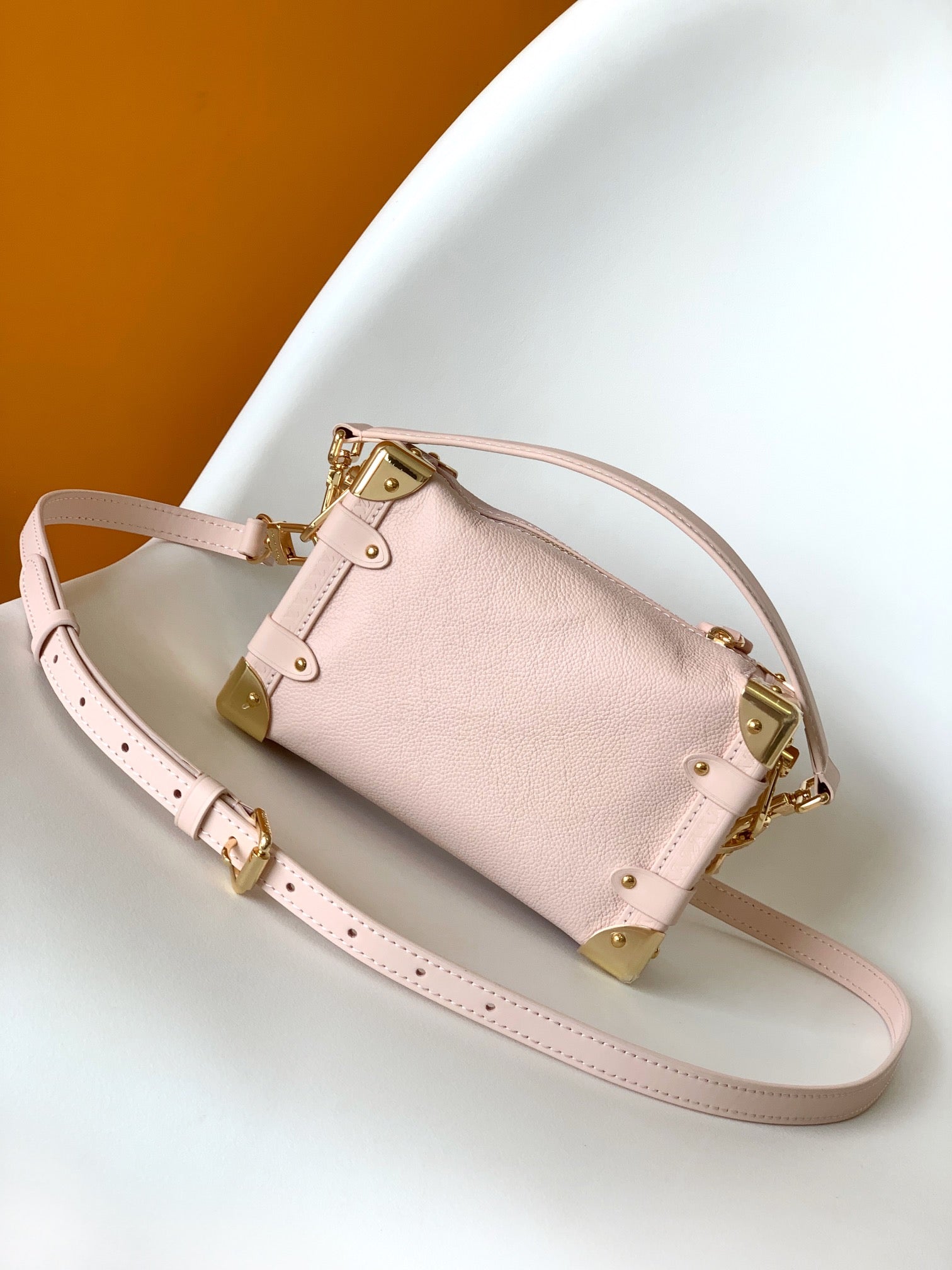 Louis Vuitton Blush Pink Leather Trunk Shoulder Bag with Gold Hardware