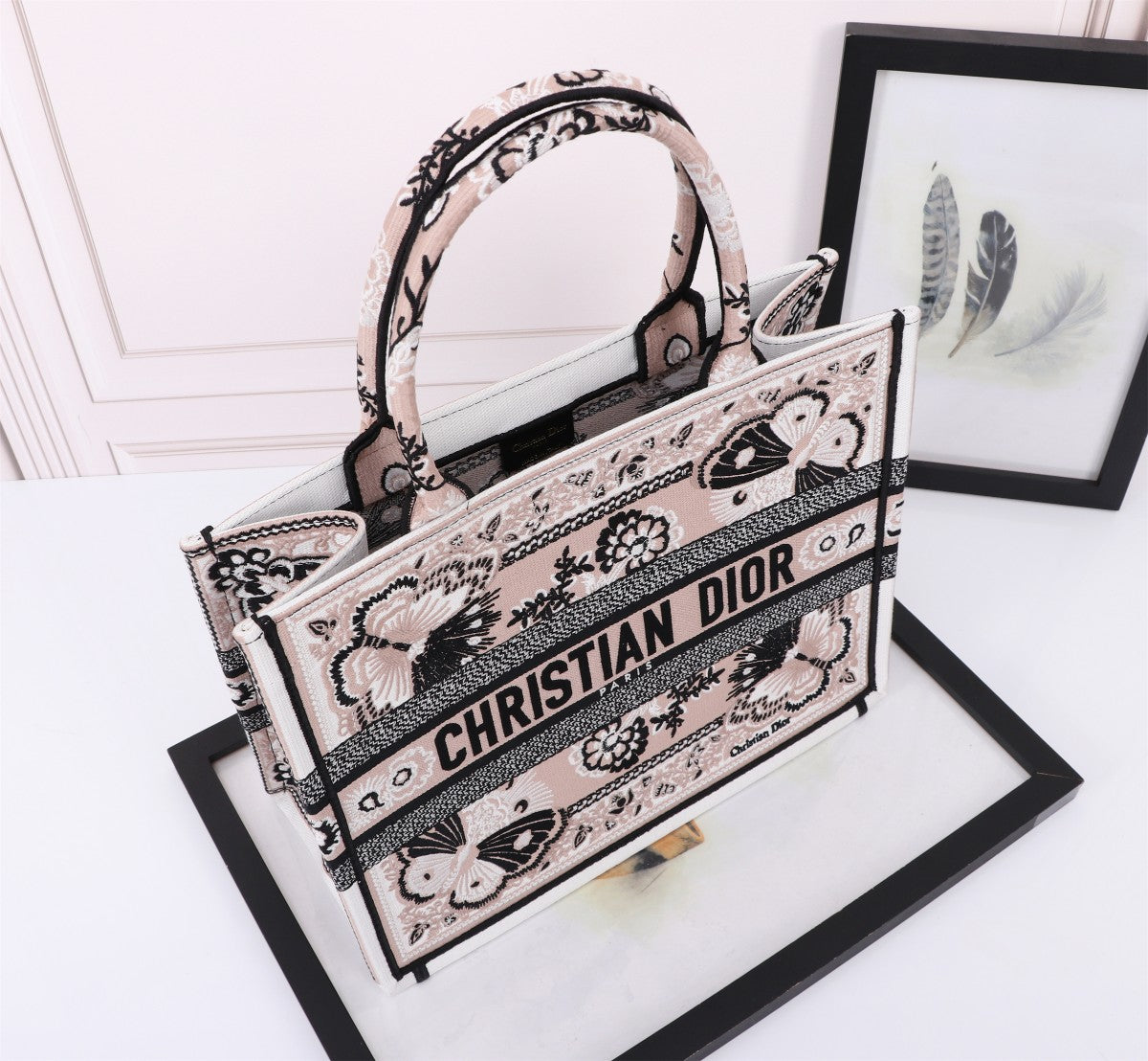 Christian Dior Medium Book Tote - Butterfly Print Canvas Designer Handbag