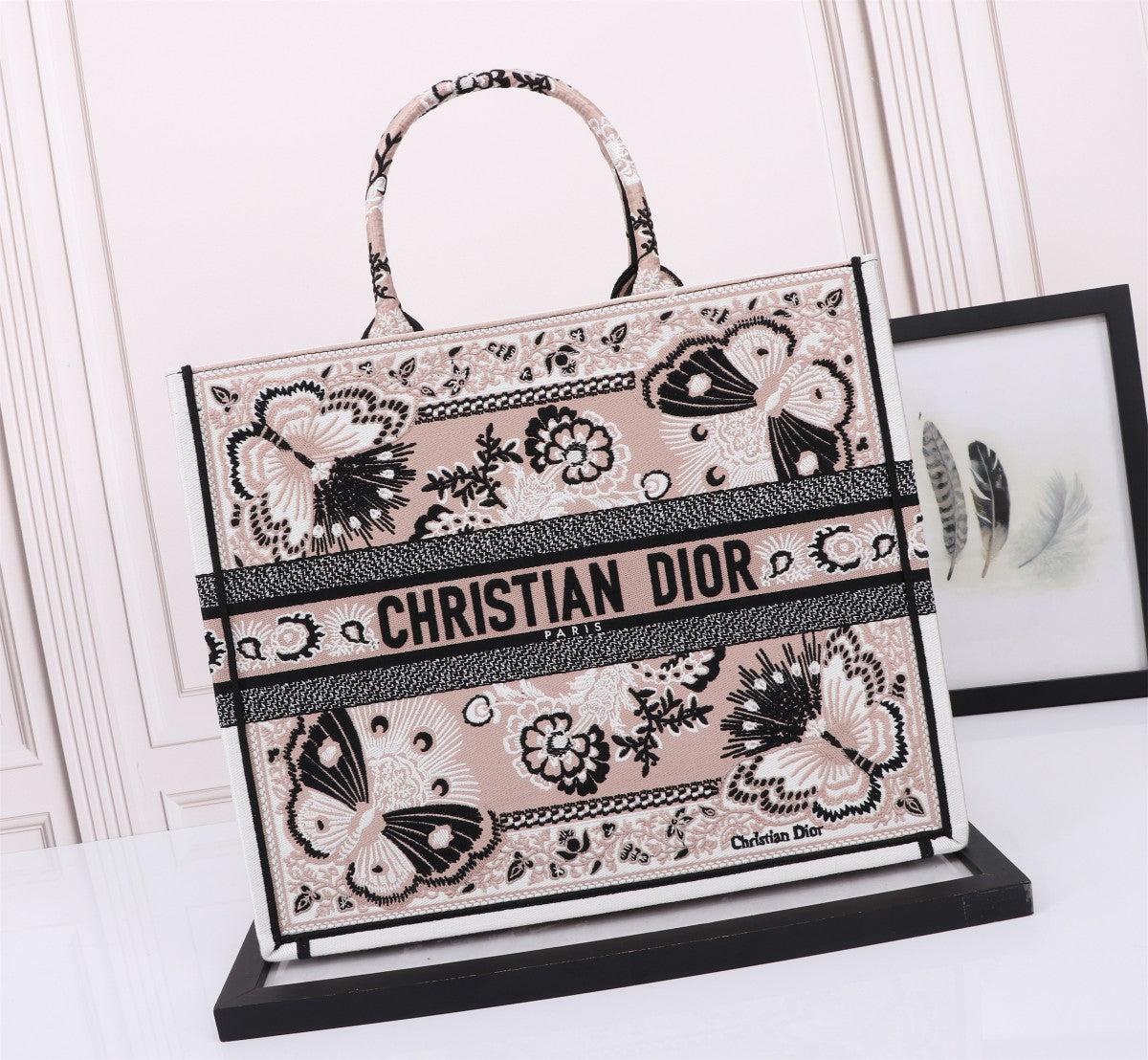 Christian Dior Large Book Tote with Butterfly Embroidery