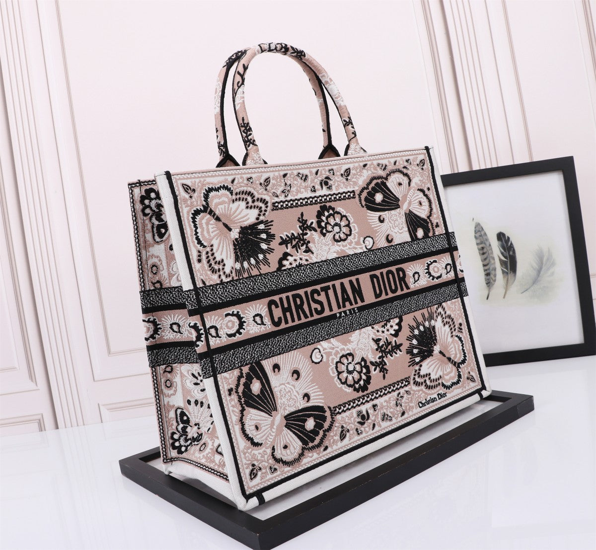 Christian Dior Large Book Tote with Butterfly Embroidery