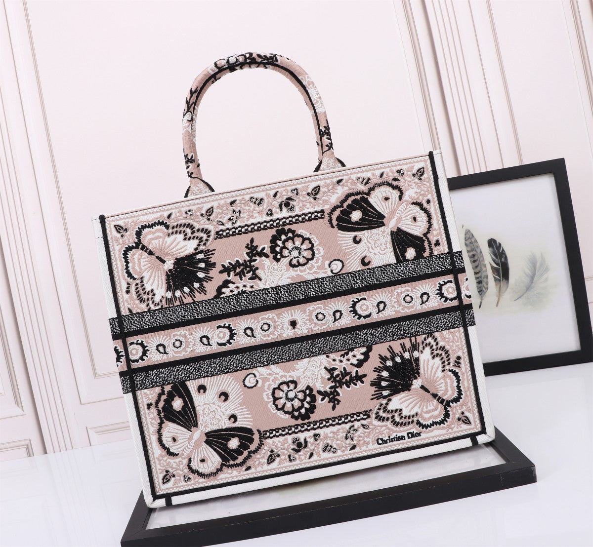 Christian Dior Large Book Tote with Butterfly Embroidery