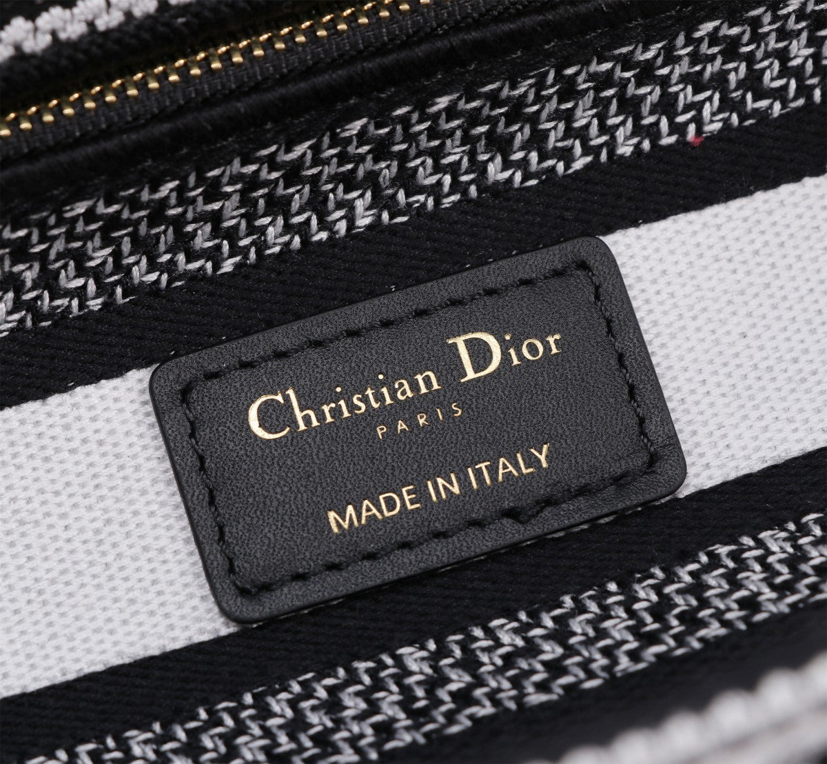 Dior Black and White Floral Embroidered Canvas Top Handle Handbag