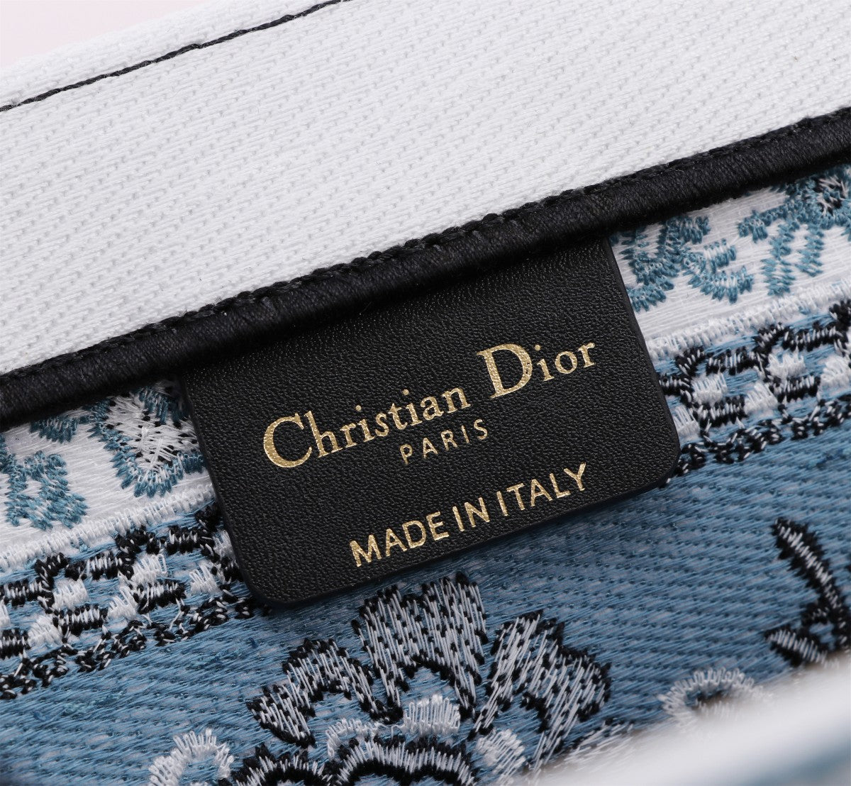 Christian Dior Medium Book Tote Blue Butterfly Embroidery