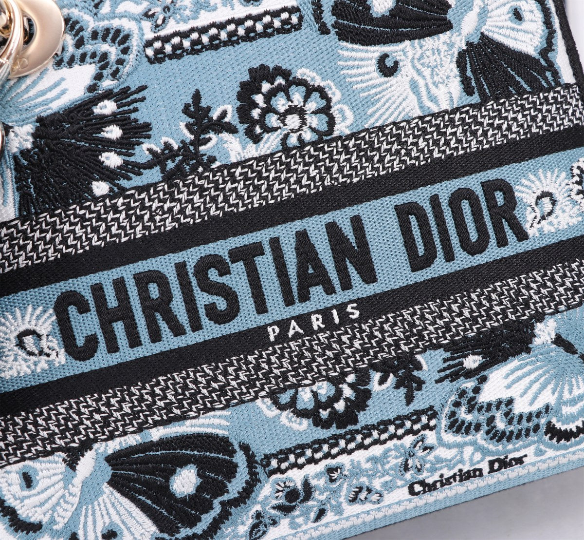 Christian Dior Lady D-Lite Bag - Blue Multi Butterfly Embroidery