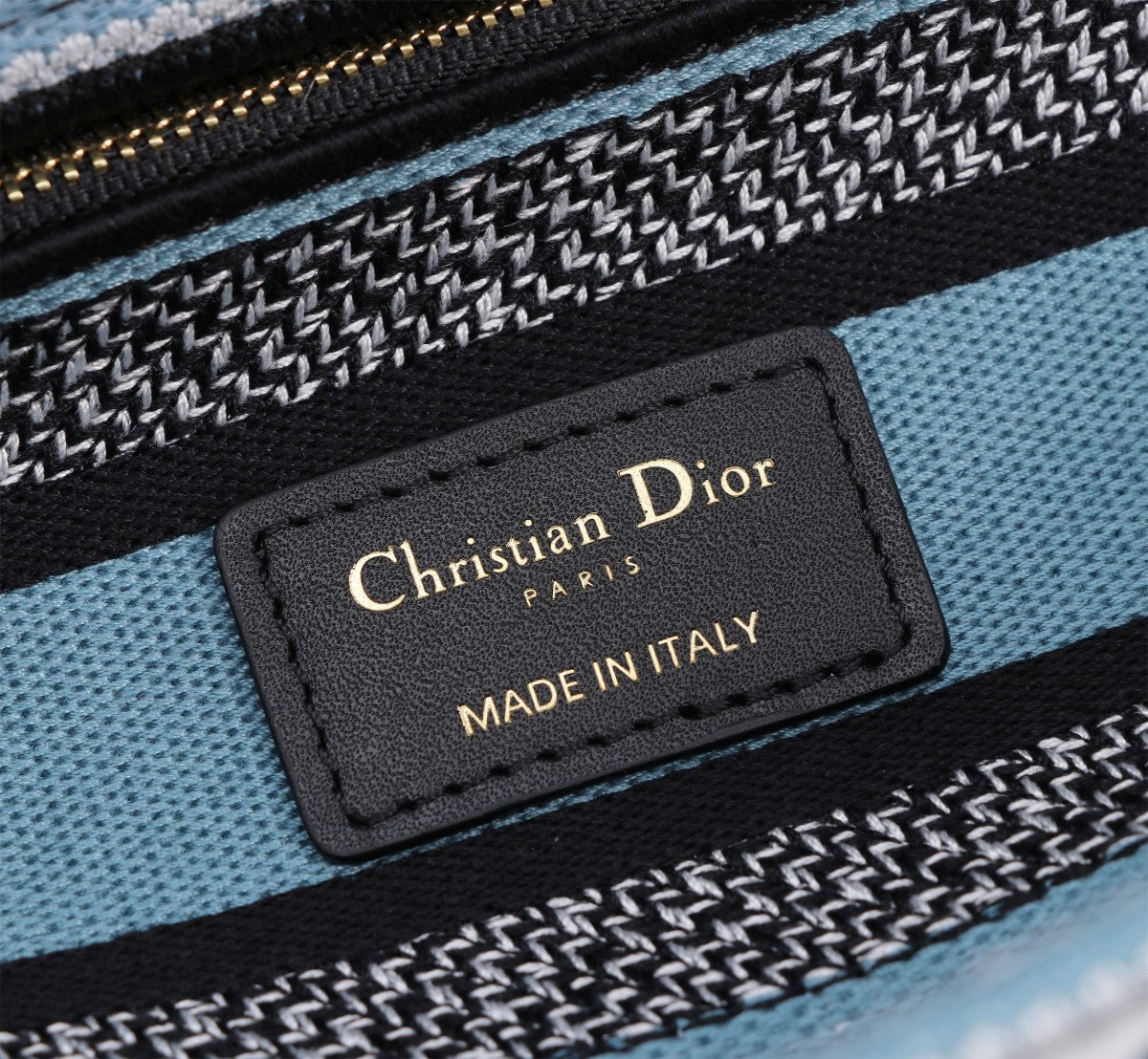 Dior Elegant Blue Floral Embroidered Canvas Top Handle Bag