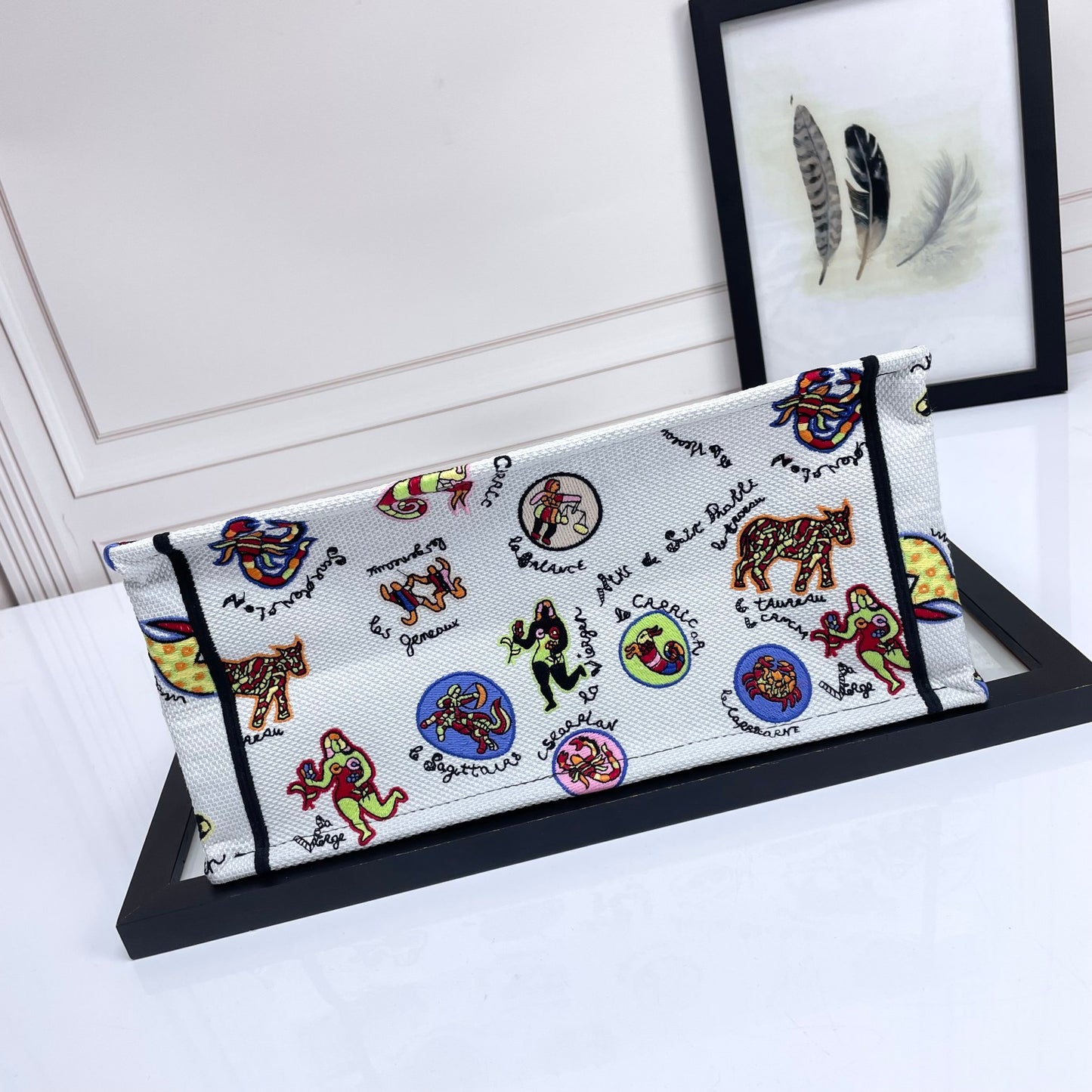 Christian Dior Medium Book Tote - White Multicolor Animal Print Embroidered Canvas Bag