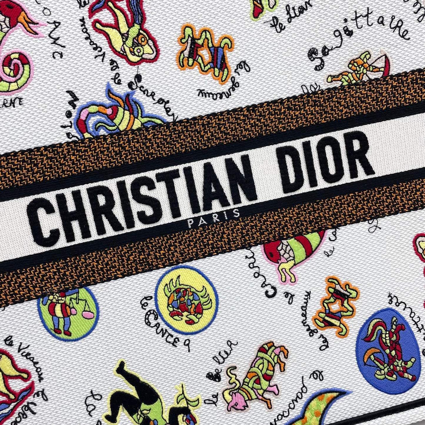 Christian Dior Book Tote Bag with Multi-Color Animal Illustration Pattern