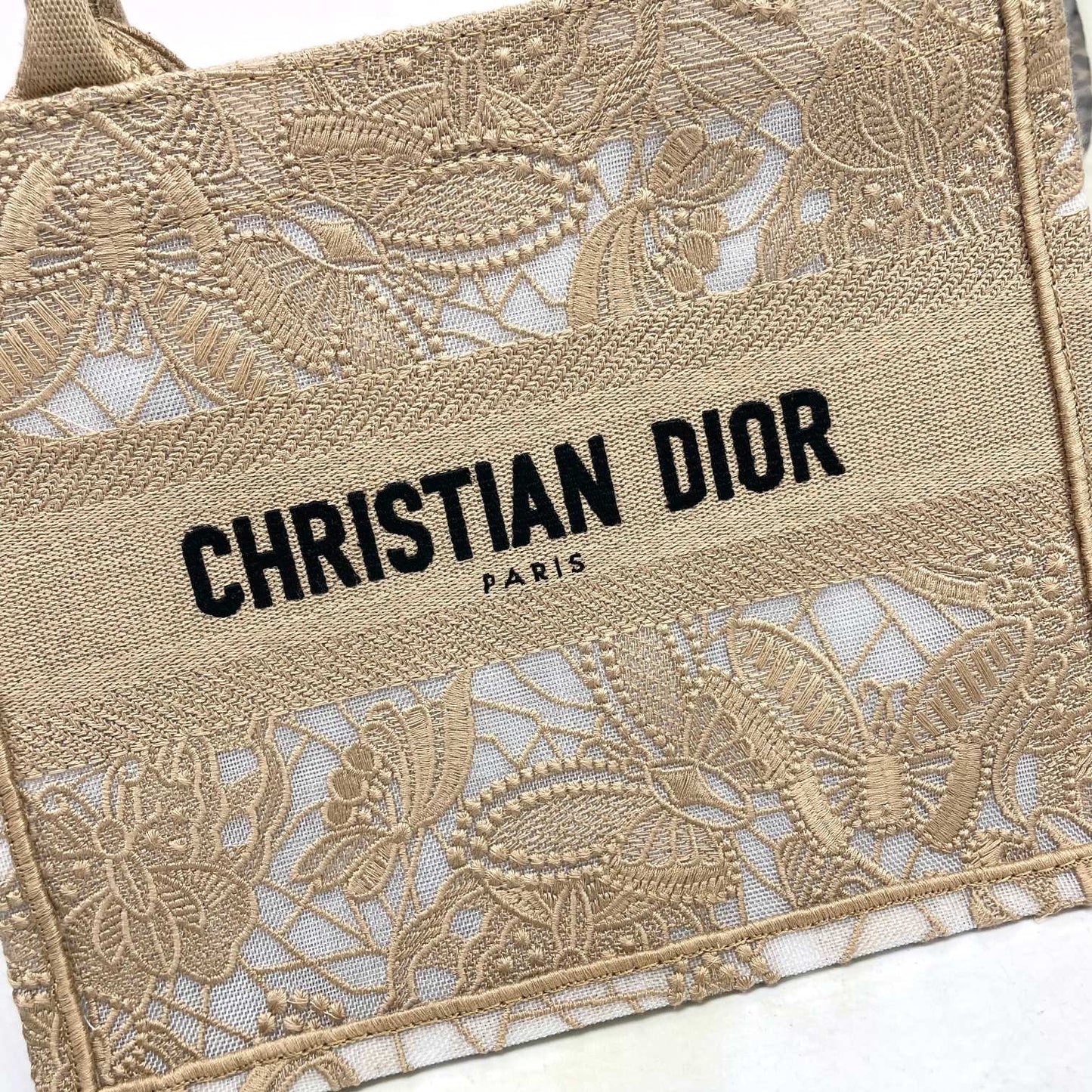 Christian Dior Medium Book Tote - Beige Embroidered Canvas Handbag