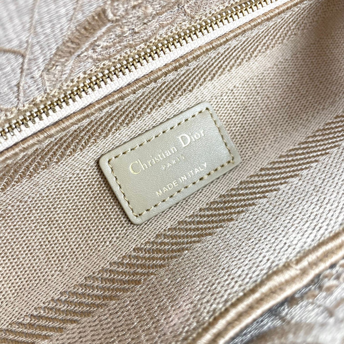 Dior Beige Floral Embroidered Top Handle Handbag with Strap