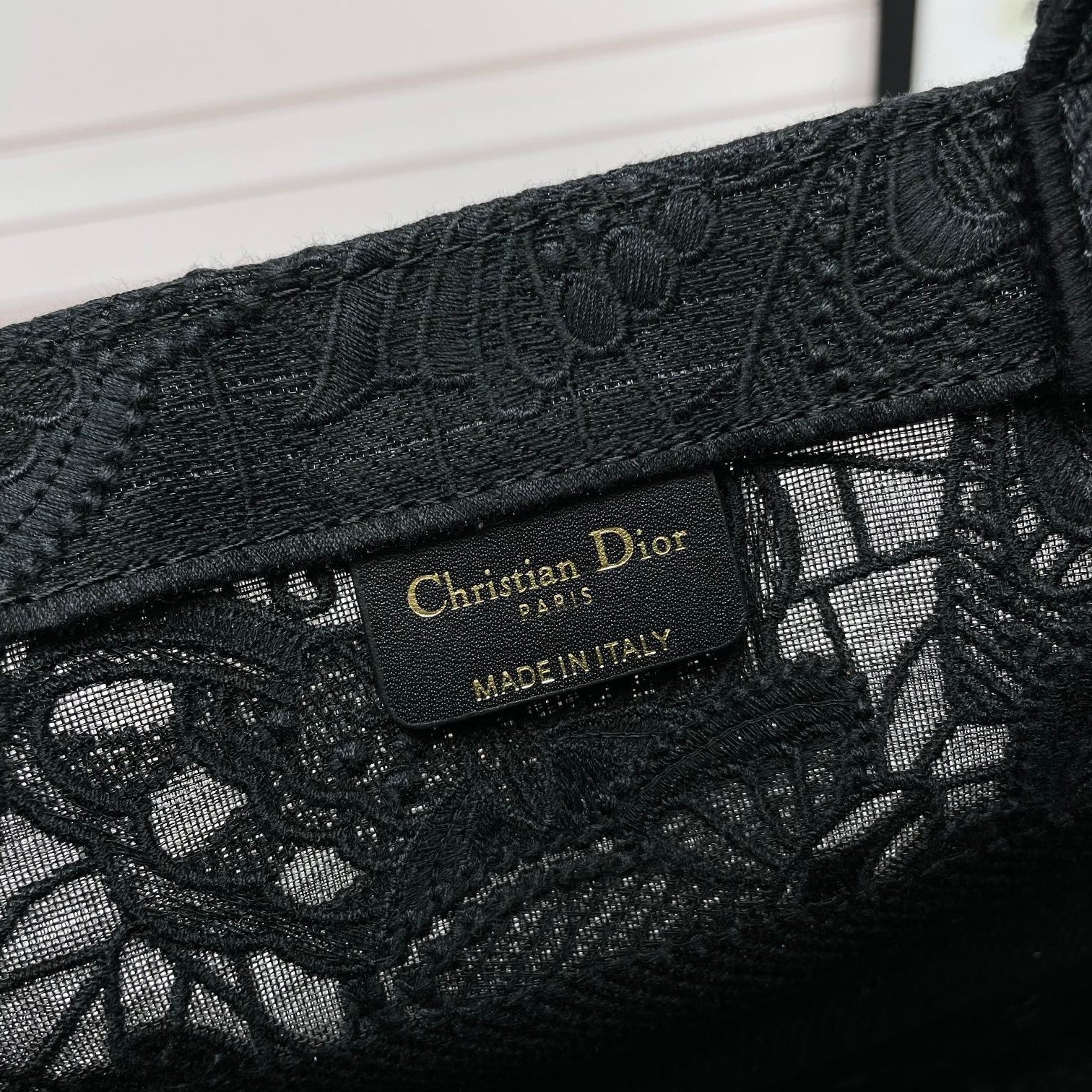 Christian Dior Book Tote Black Embroidered Canvas Bag