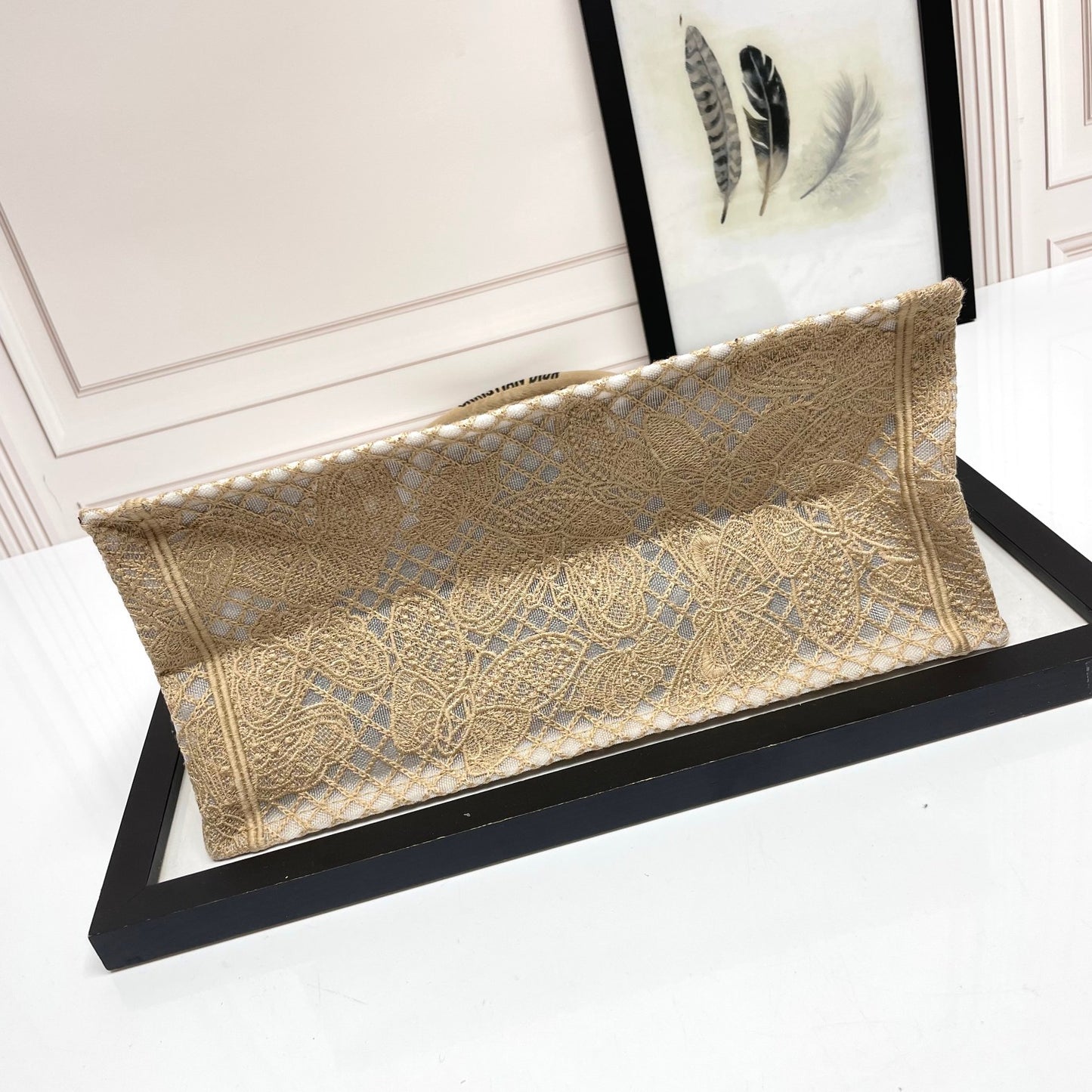 Christian Dior Medium Book Tote Bag with Butterfly Embroidery - Beige Canvas
