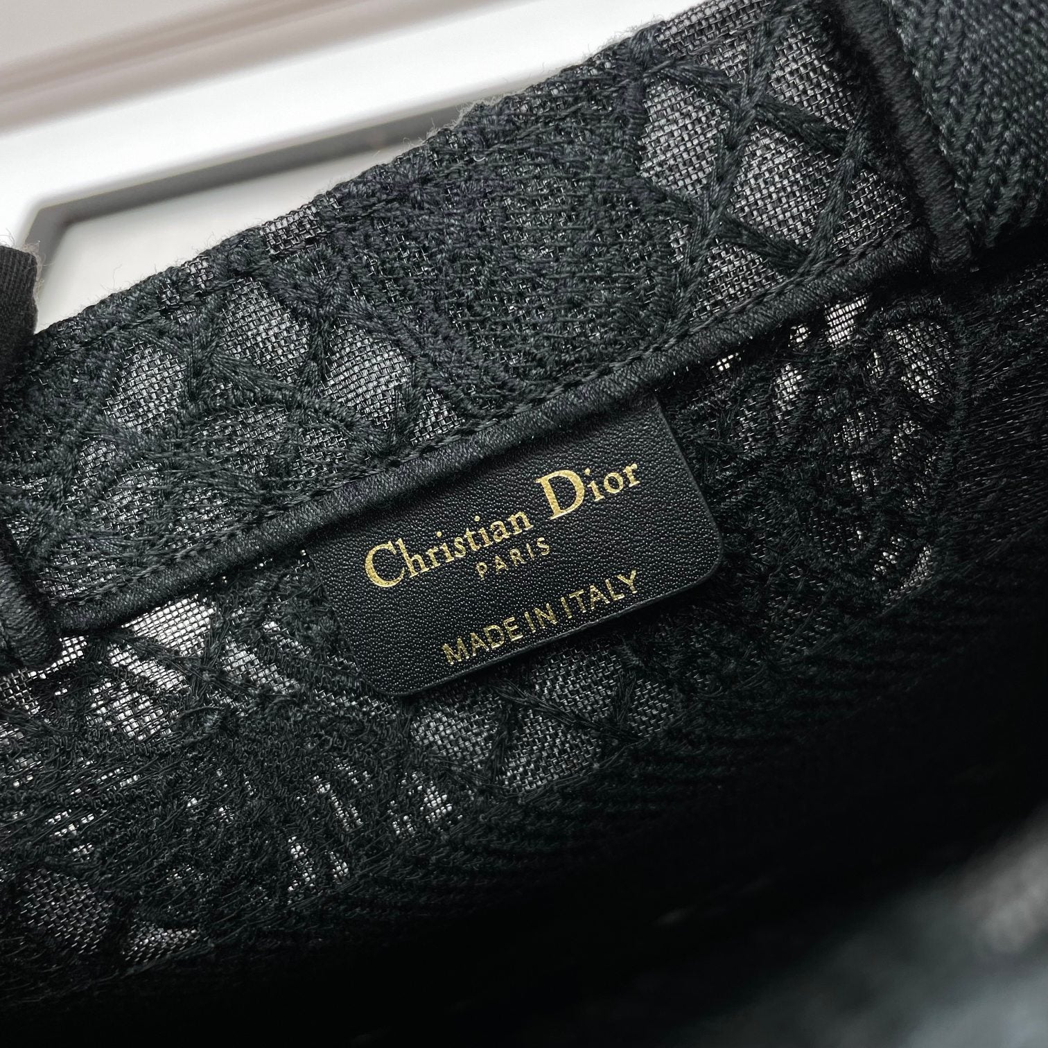 Dior Elegant Black Embroidered Butterfly Canvas Tote Handbag