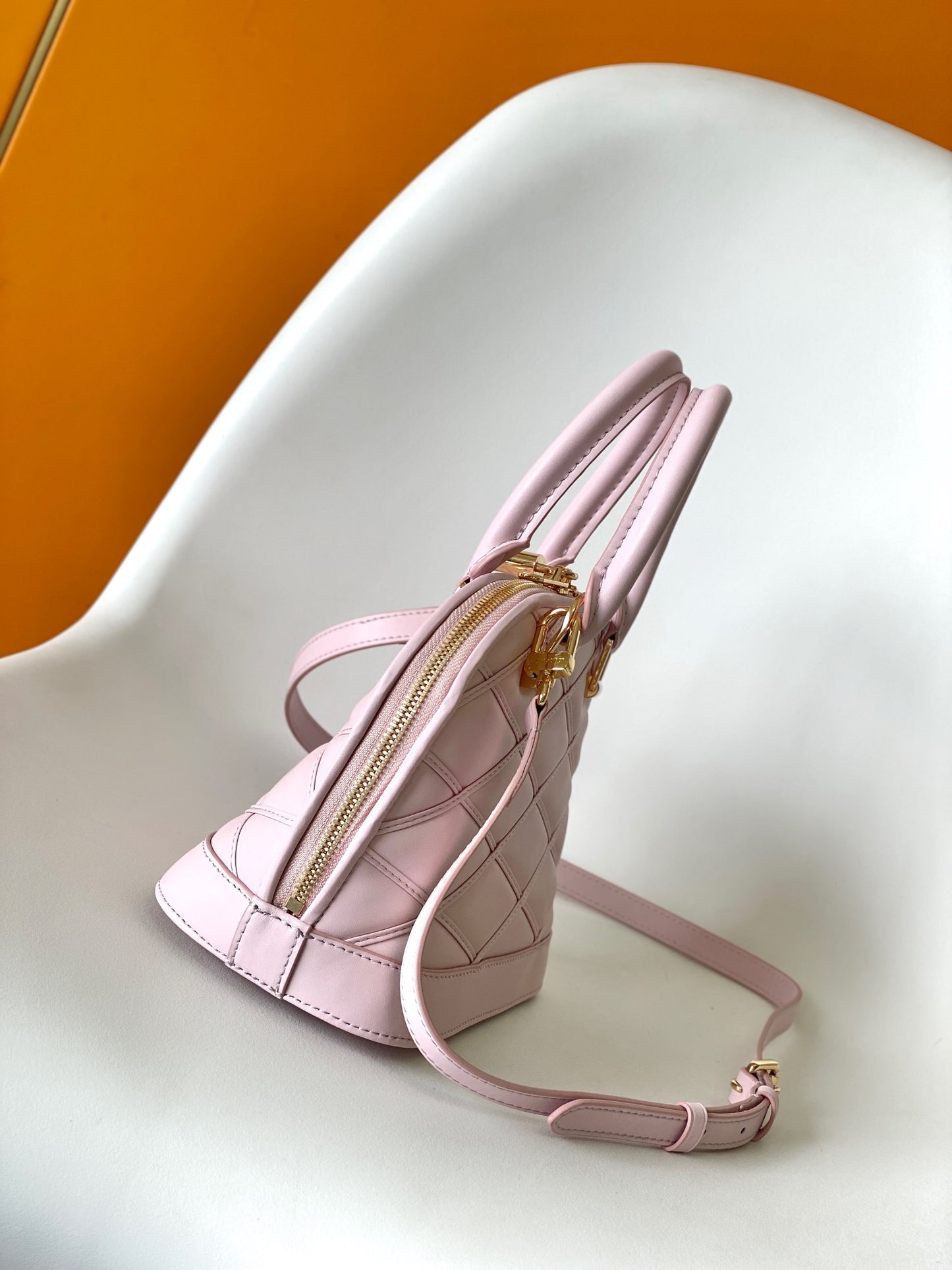 Louis Vuitton Blush Pink Quilted Dome Satchel Handbag with Top Handle