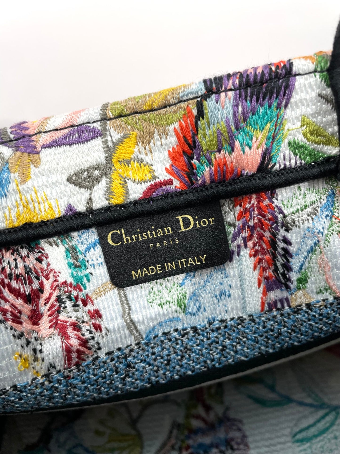 Christian Dior Mini Book Tote - Multicolor Floral Embroidered Canvas